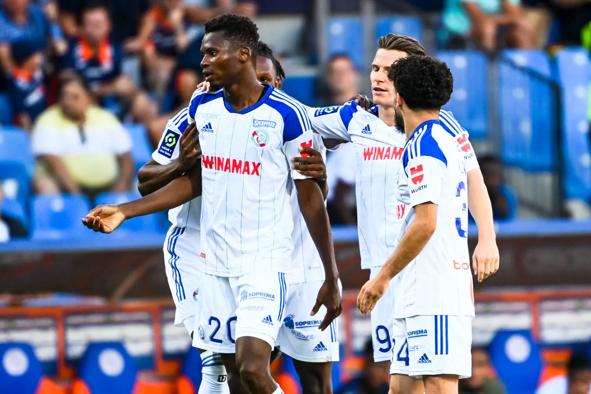 20 Habib DIALLO (rcsa) during the Ligue 1 Uber Eats match between Montpellier and Strasbourg at Stade de la Mosson on September 17, 2022 in Montpellier, France. (Photo by Alexandre Dimou/FEP/Icon Sport) - Photo by Icon sport