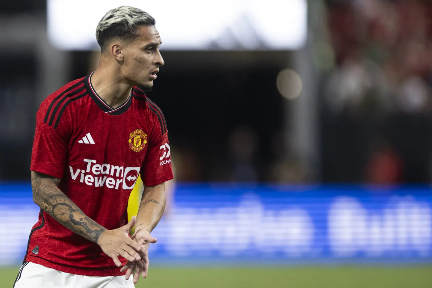 Antony (Manchester United) gestikuliert, Borussia Dortmund vs Manchester United, Pre-Season Friendly, Allegiant Stadium am 30. July 2023 in Las Vegas, USA. (Foto von Marco Steinbrenner/DeFodi Images) Antony (Manchester United) gestures, USA-Tour at Allegiant Stadium on July 30, 2023 in Las Vegas, USA. (Photo by Marco Steinbrenner/DeFodi Images) - Photo by Icon sport