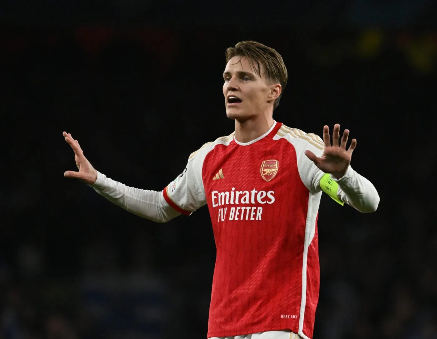 LONDON, ENGLAND - MARCH 12: Martin Ødegaard of Arsenal reacts during the UEFA Champions League 2023/24 round of 16 second leg match between Arsenal FC and FC Porto at Emirates Stadium on March 12, 2024 in London, England.(Photo by MB Media) Photo by Icon Sport   - Photo by Icon Sport