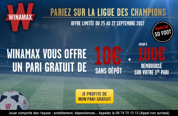 EXCLU : 10€ offerts sans dépôt pour parier chez Winamax !!!