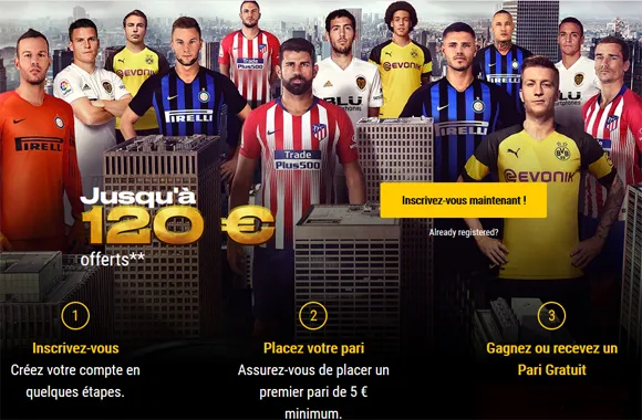 BONUS BWIN : NOUVEAU 120€ offerts sur votre 1er pari !